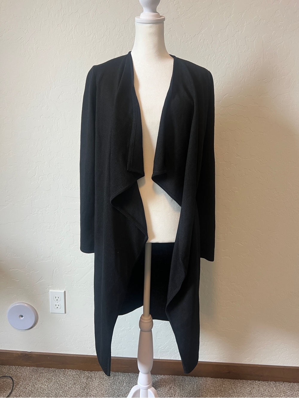 NWT St. John Collection Knit Open Longline Cardigan Sweater Black Petite Small